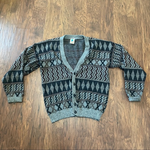 Vintage Woodman Men’s Sweater Cardigan Large 70’s 80’s Wool Made in England - Picture 1 of 6